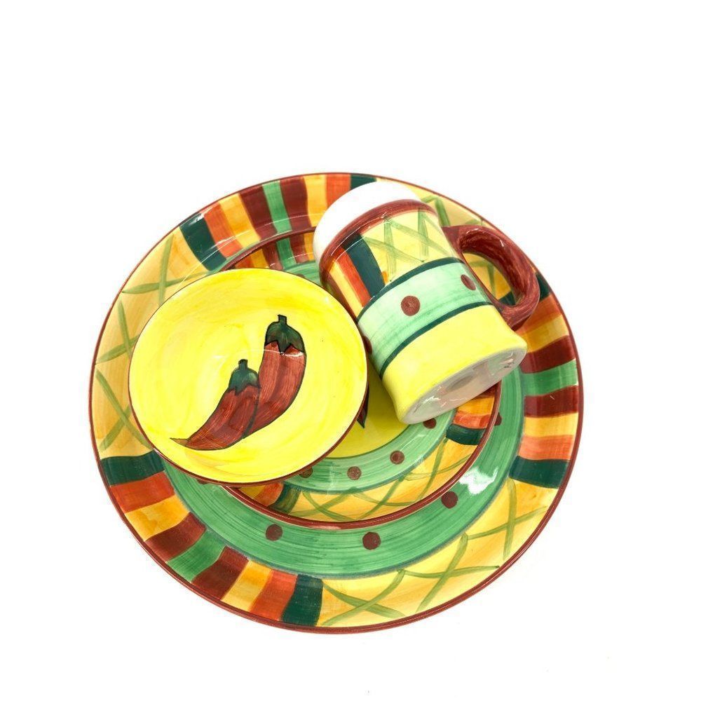 Emerald Collections Pepper Mexican Spanish Ceramic Serveware Platter Bowls 1058